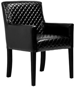 Poltrona Decorativa Sala de Estar Base de Madeira Preto Liverpool PU Sintético Preto Tressê G15 - Gran Belo