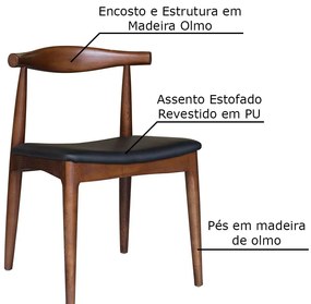 Kit 4 Cadeiras Decorativas Sala e Escritório Nami Madeira Tabaco G56 - Gran Belo
