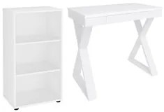 Mesa Escrivaninha 90cm Veneti e Estante Livreiro 45x81cm Lean A06 Bran