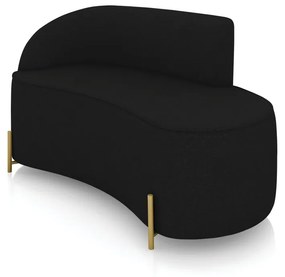 Sofá 2 Lugares Orgânico 140cm Pé Dourado Morgan Linho D03 - D'Rossi - Preto