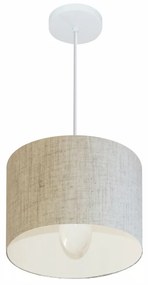 Lustre Pendente Cilíndrico Md-4054 Cúpula em Tecido 30x21cm Rustico Bege - Bivolt