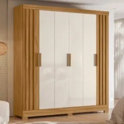 Guarda Roupa Casal 195cm Ripado Arlon Z17 Freijó/Off White - Mpozenato