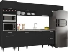 Armário de Cozinha CP04 Com Pia 180cm Pérola Z34 Preto      - Mpozenat