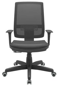Cadeira Office Brizza Tela Preta Assento Vinil Preto RelaxPlax Base Standard 120cm - 63857 Sun House