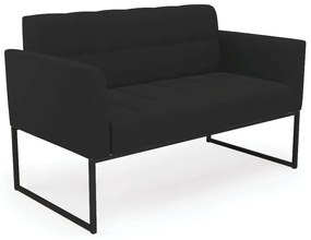 Sofá Namoradeira Elisa Veludo Preto Base Metálica Industrial Preto - D'Rossi