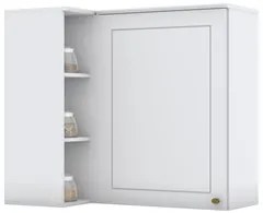 Armário Aéreo de Canto Reto 1 Porta 3 Nichos 100% MDF Americana Branco