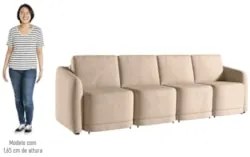 Sofá Cama Casal para Sala 436cm Polska Z08 Veludo Bege - Mpozenato