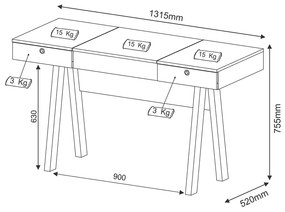 Penteadeira para Quarto Decorativa PE2002 MPD Branco G69 - Gran Belo