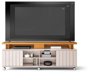 Rack para Sala Bancada de TV 70 Pol 180cm Sora 1.8 H01 - D'Rossi - Off White e Cinamomo