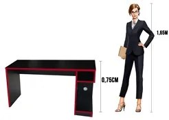 Mesa Para Computador Notebook Gamer X Preto/Vermelho - Fit Mobel