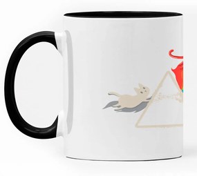 Caneca Gato Prisma Geek Nerd Branca Alça e Interior Preto