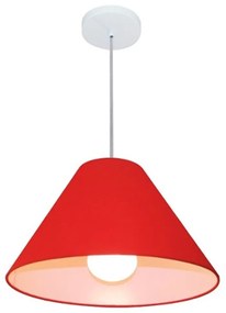 Lustre Pendente Cone Md-4078 Cúpula em Tecido 25/40x15cm Vermelho - Bivolt