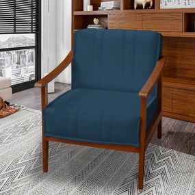 Poltrona Decorativa Vincenzza Veludo Azul Marinho