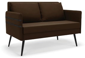 Namoradeira 02 Lugares Mari Suede Pés Palito de Ferro D03 - D'Rossi - Marrom