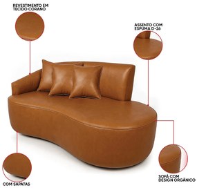 Sofá 2 Lugares Orgânico 140 cm Morgan Sintético PU D03 - D'Rossi  - Whisky