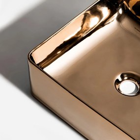 Cuba de Louça Apoio Quadrada 36 cm (Pienza Rosé Gold Metálica)