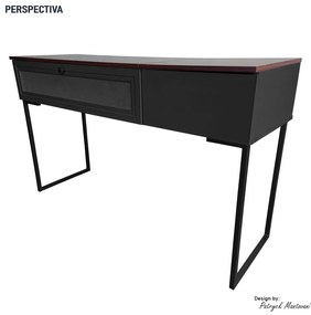 Penteadeira Escrivaninha Iron 136cm com Pés de Metal Imbuia/Preto - Vizzato - Marrom