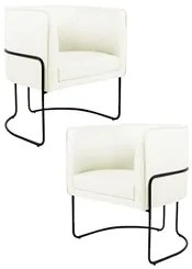 Kit 2 Poltronas Decorativas Base Aço Betina C-26 Sintético Bege - Domi