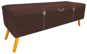 Calçadeira Baú Queen 160cm Caribe Pés Palito Suede Marrom - Sheep Estofados - Marrom
