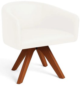 Poltrona Sala Base Giratória Madeira Arielle Sintético Branco D03 - D'Rossi