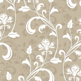 Papel de parede adesivo floral marrom e branco