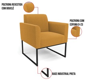 Namoradeira e Poltrona Industrial Preto Marisa Bouclê D03 - D'Rossi - Mostarda