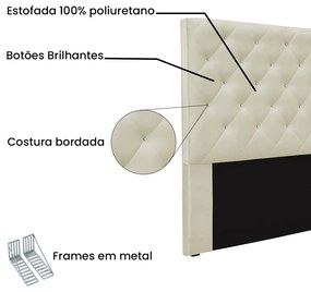 Cabeceira Cama Box Queen 160 cm Tania Veludo S04 - D'Rossi - Bege