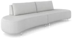 Sofá 3 Lugares 200cm Orgânico Pé Ferro Nagai Bouclê Cinza Z55 - Mpozen