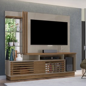 Estante de TV 60 Pol 200cm Sala de Estar Lumari M20 - D'Rossi - Fendi e Naturale