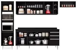 Armário de Cozinha Modulada 5 Peças CP17 Balcão com Tampo Preto - Lumi