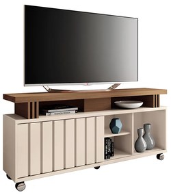 Rack para Sala Bancada de TV 70 Pol 180cm Sora 1.3 H01 - D'Rossi - Off White e Castanho