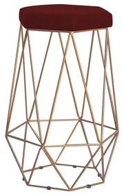 Banqueta Decorativa Rubel Base Gold Suede Bordô G41 - Gran Belo
