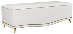 Calçadeira Baú Casal 140cm com Tachas Imperial J02 Sintético Branco -