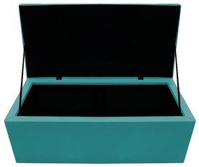 Recamier Baú Estofada Mel 90 cm Solteiro Com Capitonê  Suede Azul Turquesa - ADJ Decor