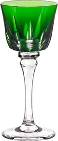 Taça de Cristal Lapidado Artesanal para Licor - Verde Escuro  Verde Escuro