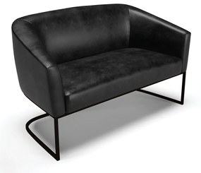 Sofá Namoradeira e Poltrona Base Industrial Preto Stella Sintético PU D03 - D'Rossi - Preto