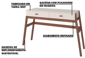 Aparador Decorativo Sala de Estar 2 Gavetas Yara Amêndoa/Off White G68 - Gran Belo