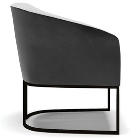 Poltrona Decorativa Industrial Preto Kit 2 Stella Preto/Linho Cinza D03 - D'Rossi