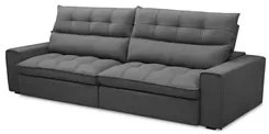 Sofá Retrátil Reclinável 3 Lugares 250cm Damy F05 Veludo Grafite - Mpo