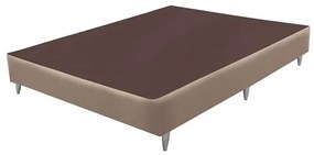 Base Sommier de Cama Box Alta Linho Bege Viuva 128cm - 70599 Sun House