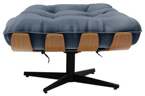Kit 02 Puffs Giratório Costela Suede Base Cromada Preto - D'Rossi - Azul Marinho