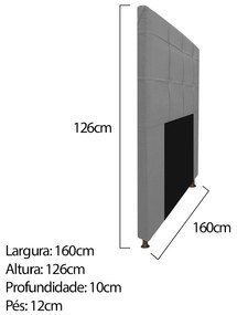 Kit Cabeceira e Calçadeira Baú Estofada Mel 160 cm Queen Size Com Capitonê Corano Cinza - ADJ Decor