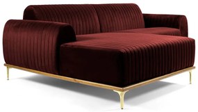 Sofá 4 Lugares Bipartido com Chaise Lado Direito Base de Madeira Euro 255 cm Veludo Vinho G15 - Gran Belo