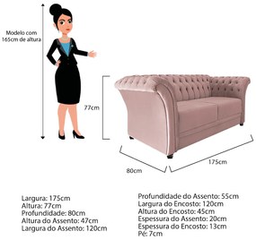 Namoradeira Chesterfield Sofia Suede Rosê - ADJ Decor
