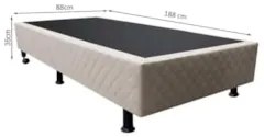 Base Box para Cama Solteiro 88x188cm Liz S05 Suede Bordado Bege - Mpoz