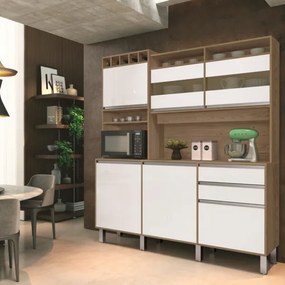 Kit Cozinha Smart 6 Portas Freijó/Branco - Vitamov