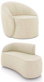 Sofá 2 Lugares Orgânico 140cm Morgan e Poltrona Lua Suede Bege