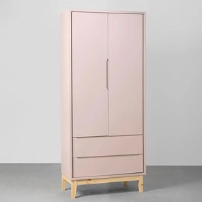 Guarda-Roupa Square 2 Portas com Pé em Natural - Rosa