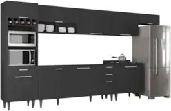 Armário de Cozinha CP06 Para Pia 180cm Pérola Z34 Preto     - Mpozenat