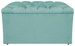 Calçadeira Estofada Liverpool 90 cm Solteiro Suede Azul Tiffany - ADJ Decor